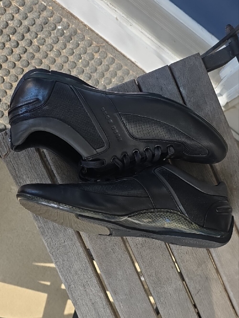Hugo Boss Mercedes Men's Black Formula 1 F1 Leather Sneakers - Size 43 (US - 10) - Picture 9 of 14